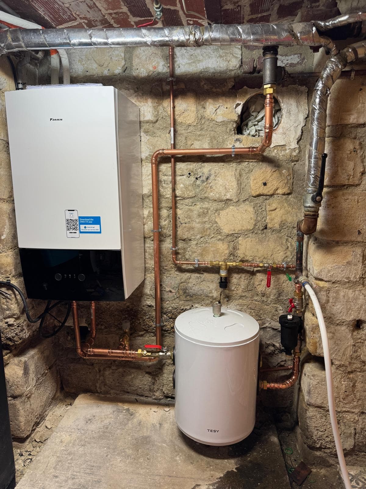 Chaufferie PAC installation complète circuit hydraulique